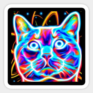 Cosmic Laser Synth Cat Sticker